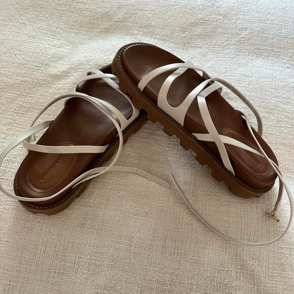 Charles & Keith White Crossover Ankle Strap Sandals - Picture 3 of 5